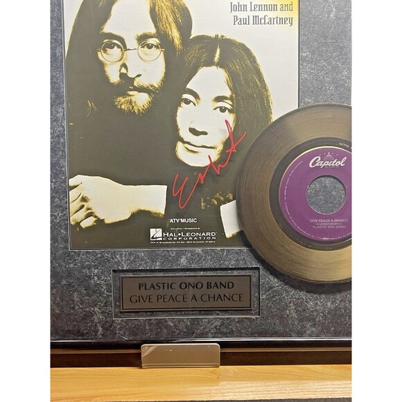 1995 JOHN LENNON PLASTIC ONO BAND GIVE PEACE A CHANCE 24K GOLD LTD ED 1599/5000 - Picture 5 of 11